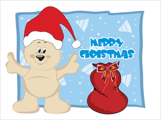 background with gift bag, santa claus