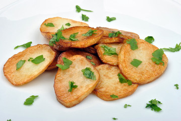 organic roasted potato on a white plate