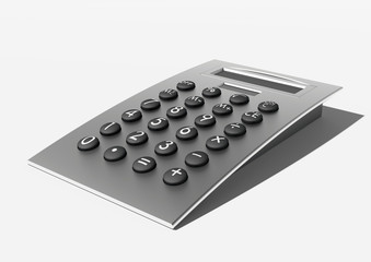 Metal style calculator isolated side view perspective