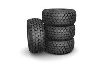 Obraz premium New tyres for truck with shadow isolated on white