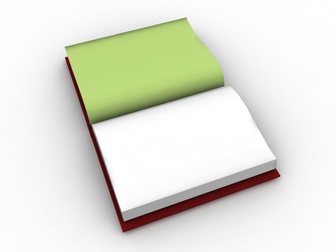 Open note pad with empty pages isolated