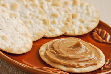 creamy and delicious swirl of peanut butter on a cracker