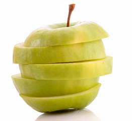 Sliced apple on white