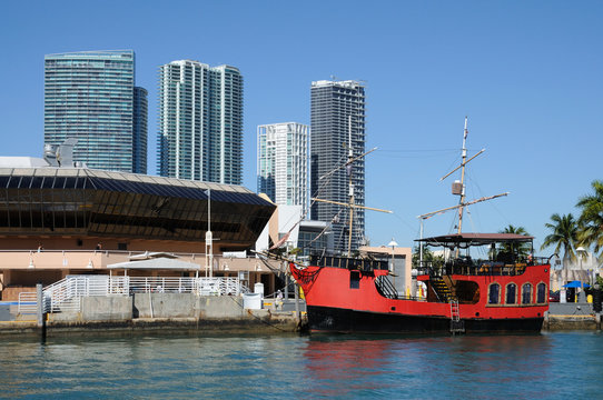 Pirate ship at downtown Miami, Florida