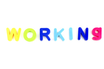Word Working From Plastic Toys Letters