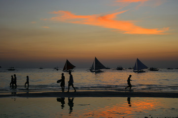 Strandleben am Abend
