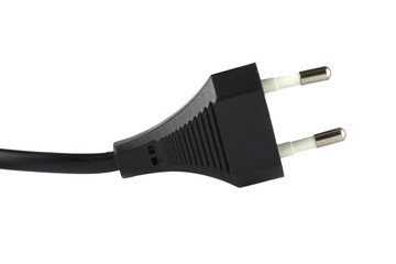 Black power cable plug european type isolated on white