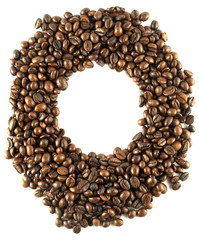 Round frame made of coffee beans