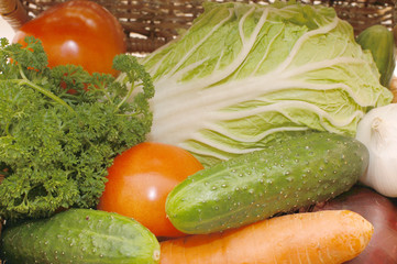 Assortment of fresh vegetables on box