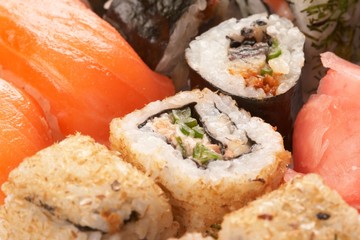Different types of sushi.