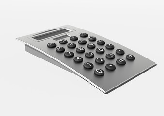 Stylish calculator (isolated 5000px 3d render of metallic calc)
