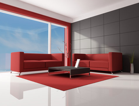 red brown and white living room