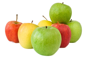 Roter, gelber und grüner Apfel isoliert