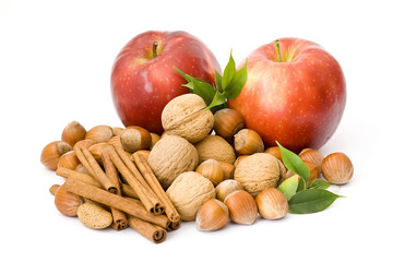 apples, nuts and cinnamon