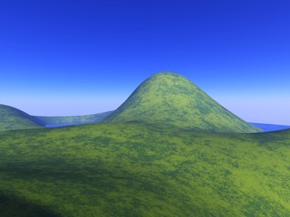 Kleine Berge mit blauem Himmel