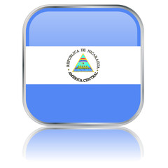 Nicaraguan Square Flag Button (Nicaragua - Vector - Reflection)