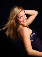 Naklejka premium Portrait of a beautiful blond dancing girl