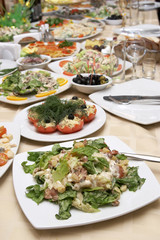 Beautifully decorated meal on plates at restaurant