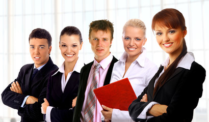 business man and his team isolated over a white background