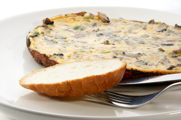 fresh omelette with organic onion and mushroom
