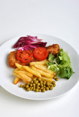fish and chips with some organic pea
