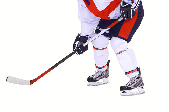 hockey player isolated on white background