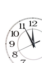 white clock showing time about twelve isolated