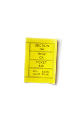 yellow ticket stub isolated on white background