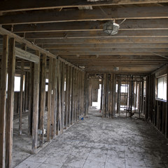 Inside destructed house after Hurricane Katrina, New Orleans
