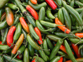 Multi Colored (Green and Red) hot peppers