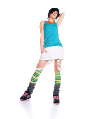 teen girl in a bright dress