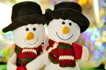 Two happy snowman