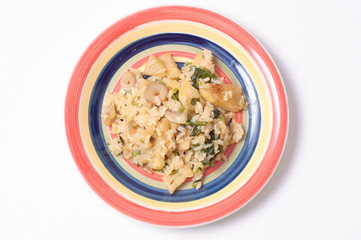 Rice with mushrooms and kohlrabi
