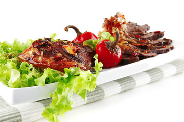 roast meat slices on tissue