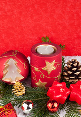 xmas candles on red background - xmas background