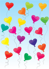 Plakat vector illustration of heart-shaped baloons