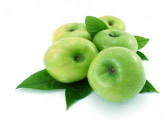 Green, ripe apples.