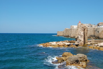 Fototapeta na wymiar Sea Wall of Mediterranean coastal town