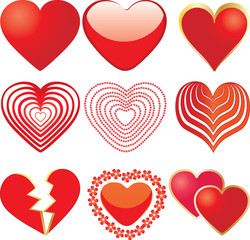 hearts on white backdrop