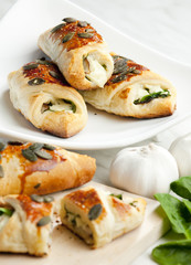 puff pockets filled with spinach and cheese
