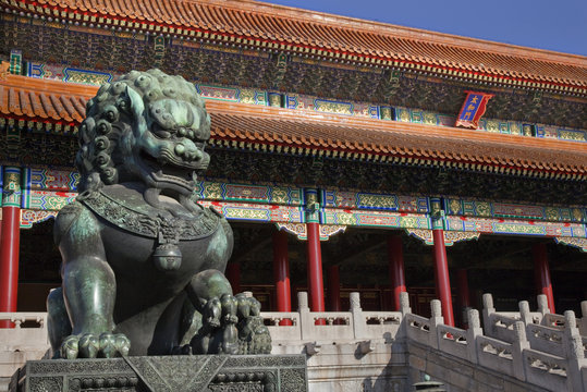 Dragon Bronze Statue Tai He Men Gate Gugong Forbidden City Palac