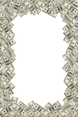 Frame of dollars on white background