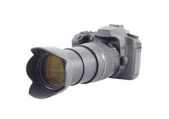 Fototapeta premium Big photocamera isolated over white