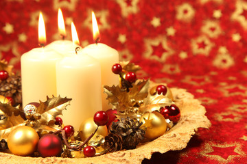 Fototapeta na wymiar Christmas decoration with candles