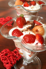 Yogurt dessert with hearts