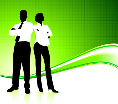 Business team on green environment background