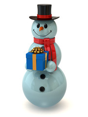 Snowman with gift