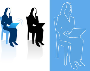 Young business woman silhouettes