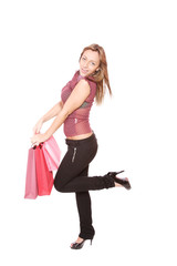 happy woman with shopping bags