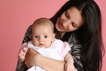 Happy mom and daughter